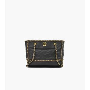 CHANEL Black Leather Chain Shoulder Bag C-A29742